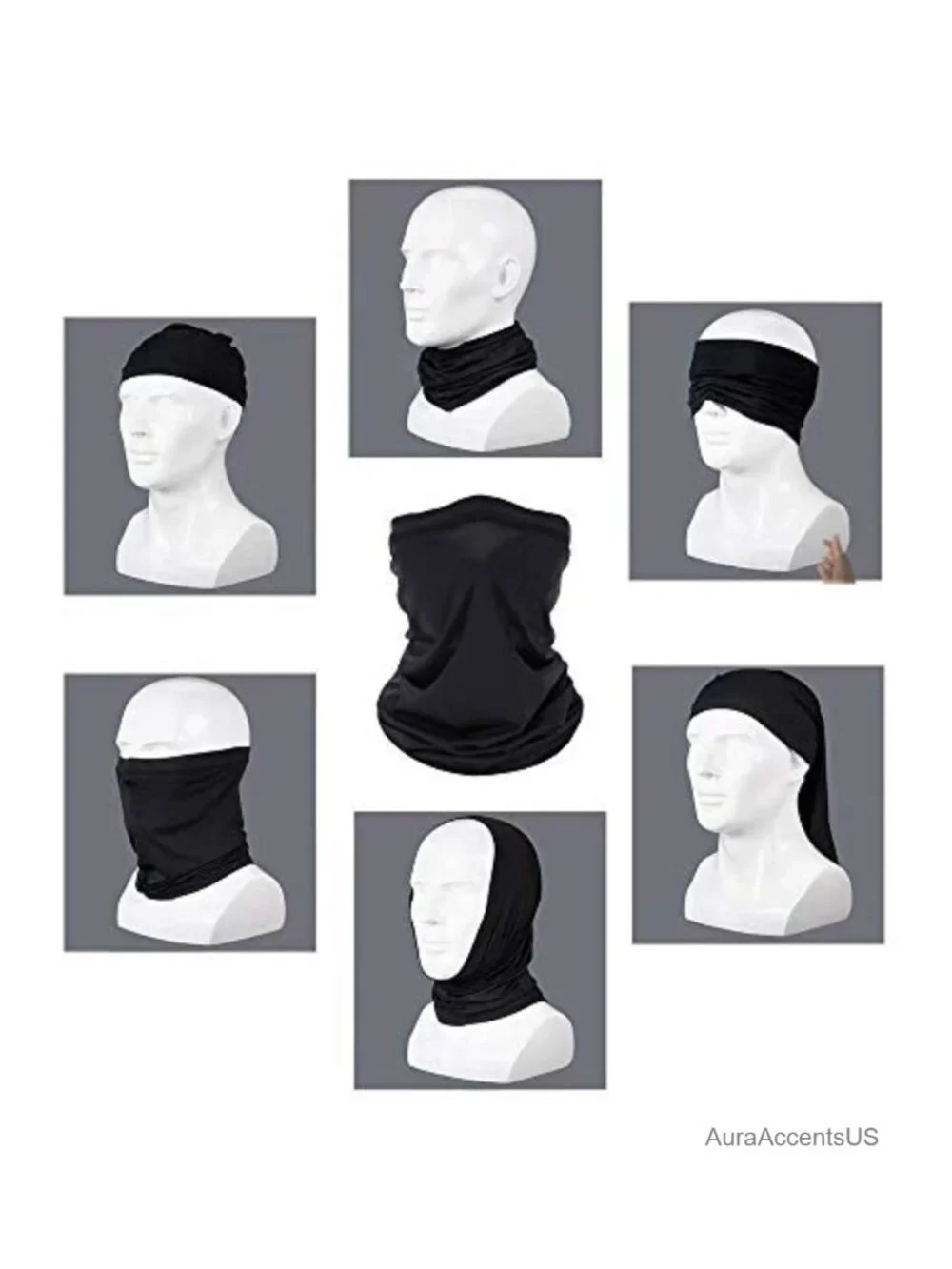 6 Pack Mens Neck Gaiter UV Protection Summer Face Scarf Breathable Ice Silk